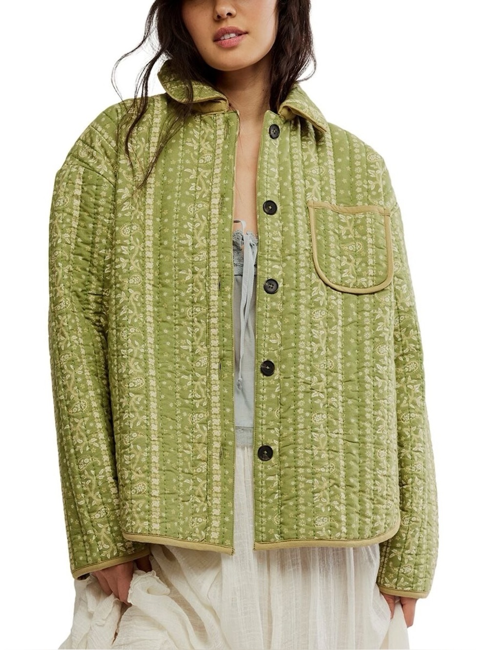 Free People Alexie quilted jacket in olive Size Small new with tags